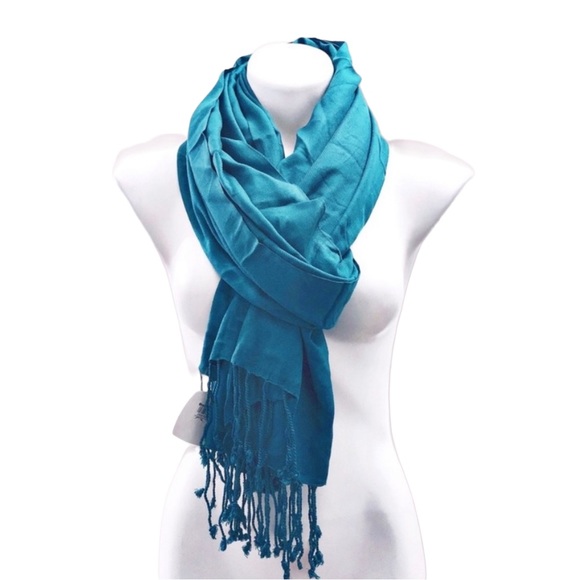 Cost Plus World Market Accessories - Green Scarf with Tassels Teal 80” Long World Market NWT